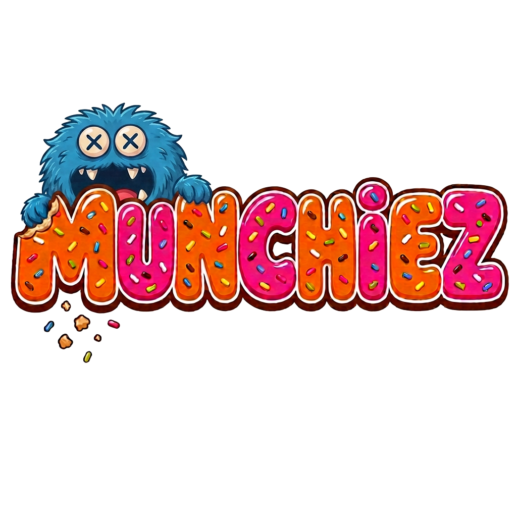 Munchiez — Cookie Monster eating cookie-letter logo